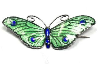 Large Silver & Enamel Butterfly Brooch by Marius Hammer measures approx 6.6cm by 2.5cm enamel in