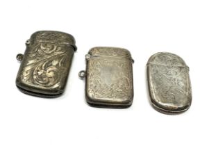 3 x .925 sterling vesta / match cases