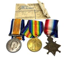 WW.1 1914-15 Star Trio. & Original Ribbons Named. 93512 Dvr. J. Radford. R.F.A