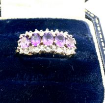 9ct gold amethyst & diamond ring weight 2.6g