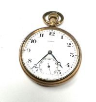 Antique gold plated open face Pinnacle pocket watch the watch is ticking