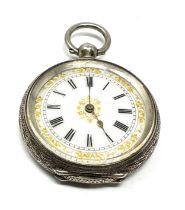 Antique silver open face fob pocket watch the watch is ticking