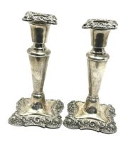 Pair of silver candlesticks measure height approx 14cm Birmingham silver hallmarks