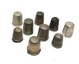 9 x .925 sterling silver thimbles inc charles horner
