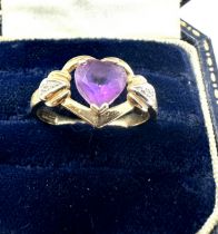 14ct gold amethyst & diamond ring weight 3.2 g