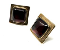 vintage 9ct gold garnet earring weight 4.8g