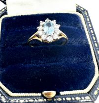 9ct gold blue & white gemstone ring weight 1.8g