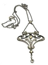 Edwardian Antique Silver Paste Lavalier pendant necklace pendant measures approx 6.5cm drop 4cm wide