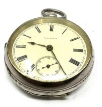 Antique silver open face waltham pocket watch the watch is ticking