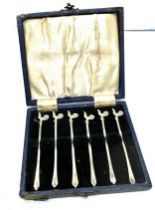 6 x .925 sterling novelty cocktail sticks w/ case