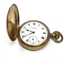 THOMAS RUSSELL Rolled Gold Full Hunter Gents Pocket Watch Hand-wind Working