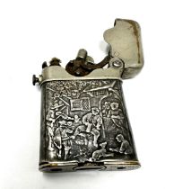 Vintage Thorens silver lighter, a rare Swiss claw lighter marked 935 with repousse work to sides