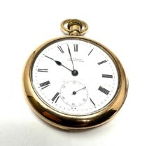 Antique gold plated t.coxon Nottingham open face pocket watch the watch is ticking