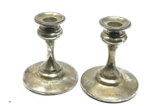 pair of silver candlesticks measure height 10cm Birmingham silver hallmarks