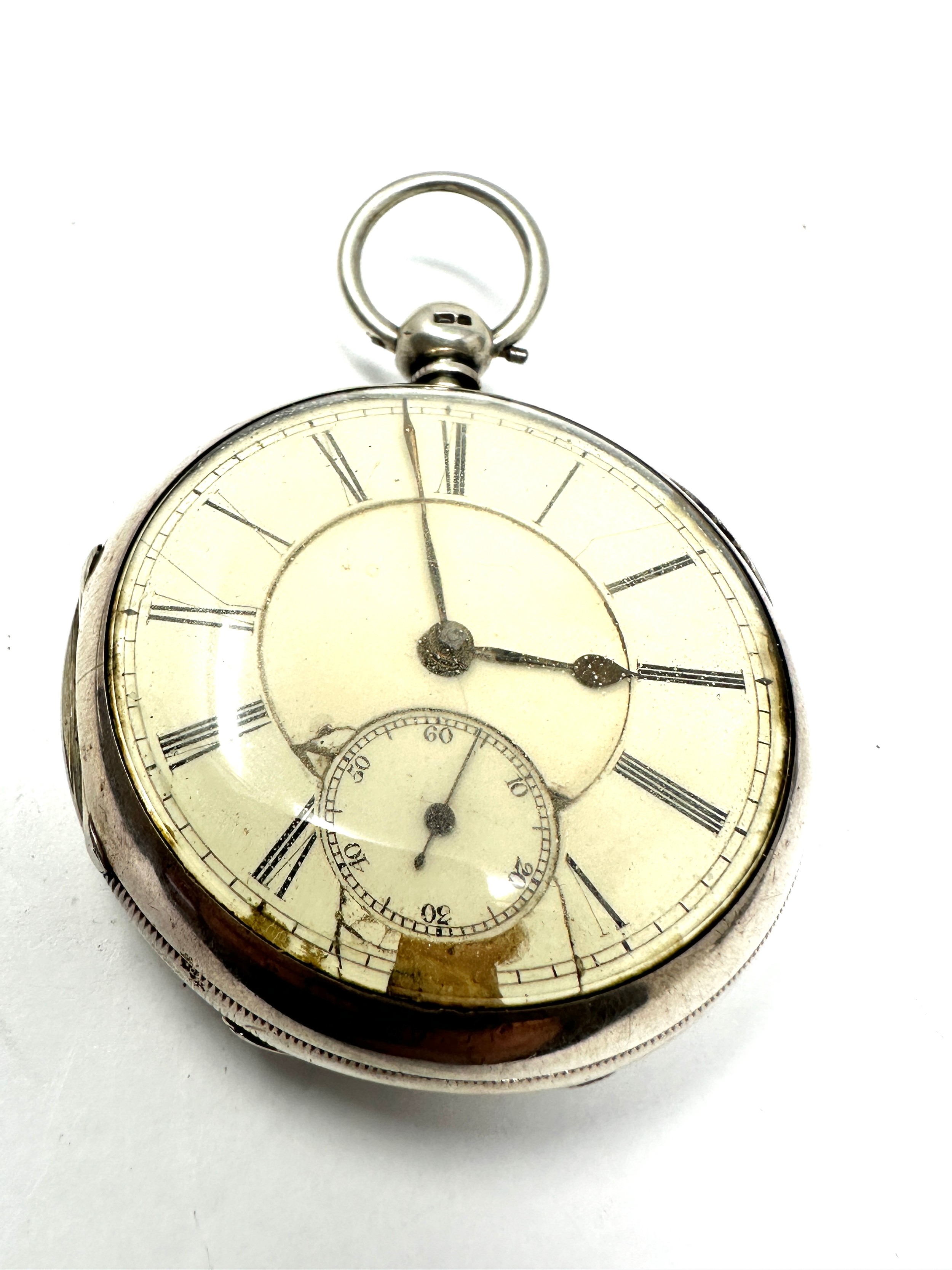 STERLING SILVER Cased Gents Antique Fusee POCKET WATCH Key-wind WORKING