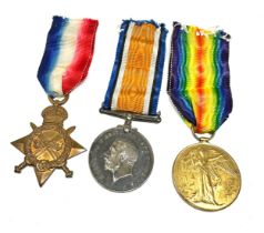 K.I.A WWI trio medals to EDWIN BARAM Lance Serjeant Service Number: 12017 10th Bn.West Yorkshire