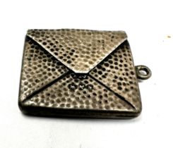 Antique Silver Stamp Holder / Case Envelope Shaped With Pendant Loop by a.e.jones chester silver