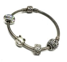 silver pandora snake bracelet & charms