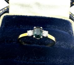 9ct gold sapphire & diamond ring weight 1.6g