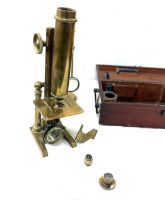 Antique cased microscope marked W Ladd, 31 Chancery Lane, London