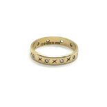 Ladies 9ct stone set wedding band, missing small stone, ring size: H/I, approximate overall weight