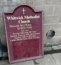 Whitwick methodist church fibreglass notice board measures approximately Height 53 inches, Width