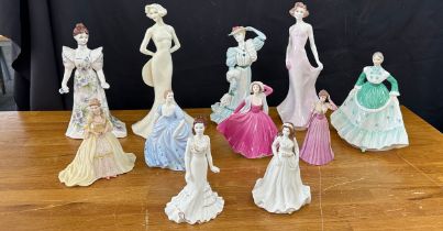 Selection of various Coalport lady figures to include Beau Monde, Tranquil Dreams Claudia,