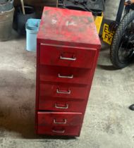 6 drawer metal tools cabinet on wheels with contents