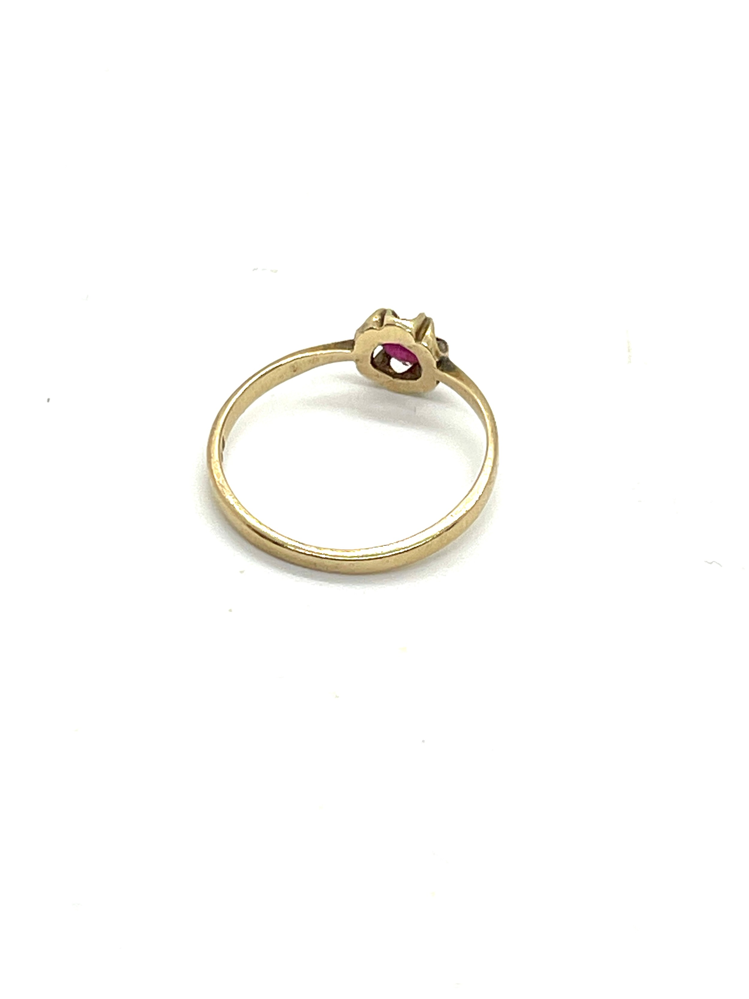 9ct gold ruby stone set ring, ring size M, overall weight 1.1g - Bild 5 aus 5