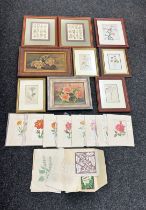 Selection of framed prints depicting flowers largest measures approx 17 inches tall by 13 inches