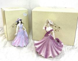 Two Coalport lady figures with box, includes Ladies of Fashion Emma and Helena