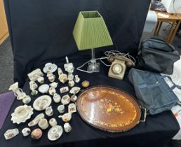 Selection of miscellaneous includes lamp, crested china, vintage telephone etc