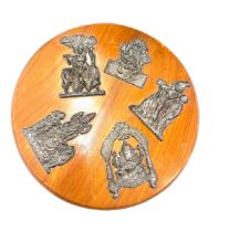 Wall plaque with indian/ religious hindu silver mounts