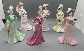 Set of 6 coalport lady figures includes Lady Eliza, Lady Beatrice, Lady Clara, Lady Lydia, height