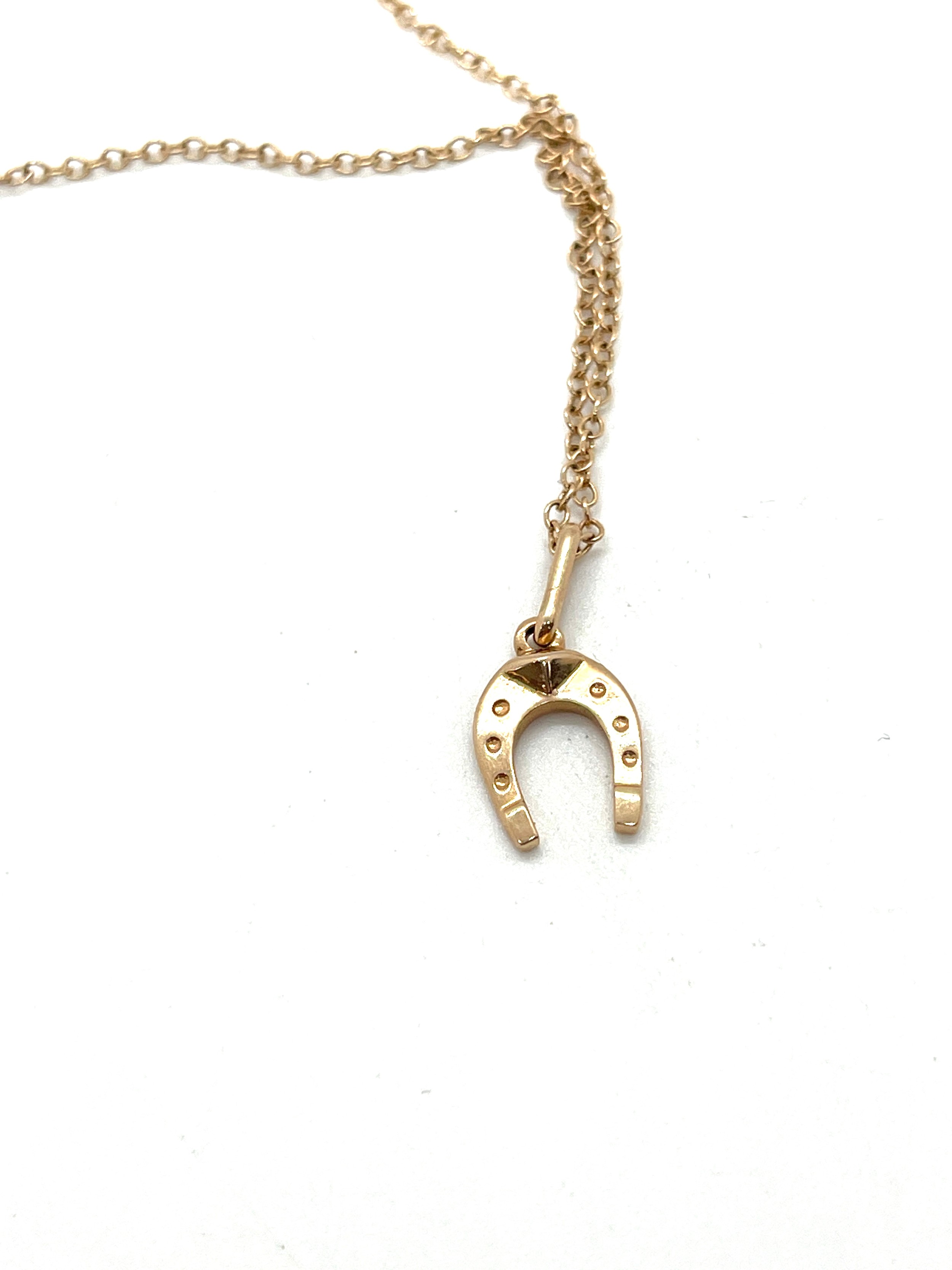 14ct gold horseshoe pendant and chain, overall weight 3g, chain length 24cm - Bild 3 aus 7