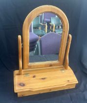 Pine dressing table swivel mirror with drawer