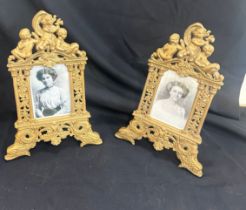 Pair of very heavy french photo frames, overall height 14 inches