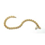 22ct gold ladies bracelet, with a repaired clasp which is 9ct gold, overall weight 12.4g, length