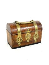 Victorian walnut brass bound casket, approximate measurements: Height 5 inchesWidth 6.5 inches