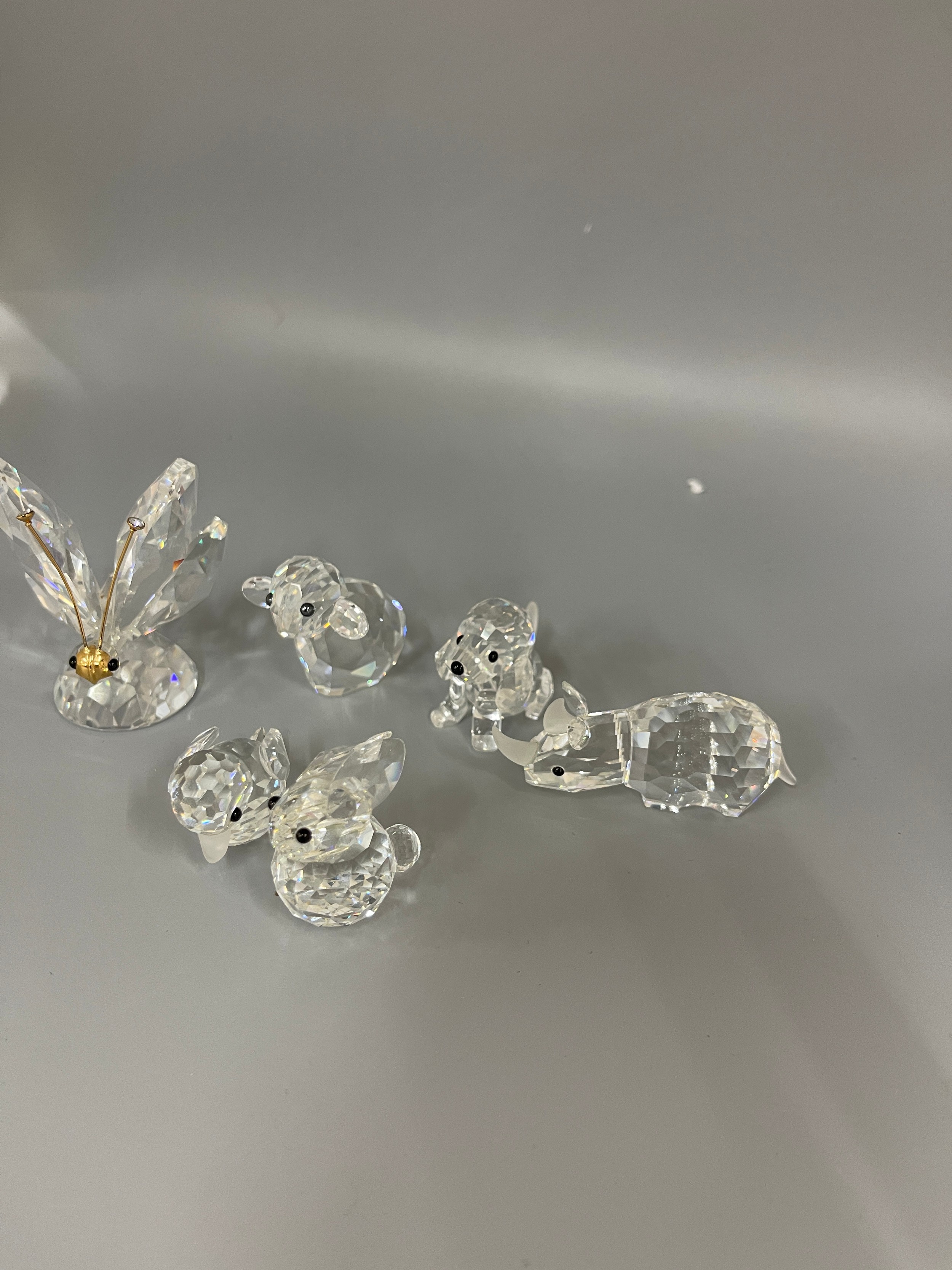 Selection of 6 Swarvoski glass figures includes Butterfly, lamb, rhino etc - Image 2 of 4