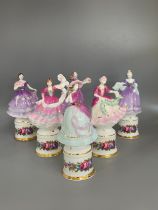 Selection of Coalport miniature lady dancing figures includes serenade, Allegra etc height 4.5