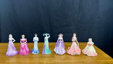 Seven Coalport Debutante lady figures to include Dawn, Anita, Violet etc tallest measures approx 5.5