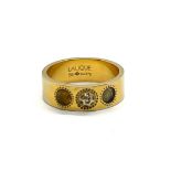 9ct gold, diamond and glass Lalique ladies ring, missing glass stone / piece, ring size P, overall