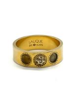 9ct gold, diamond and glass Lalique ladies ring, missing glass stone / piece, ring size P, overall