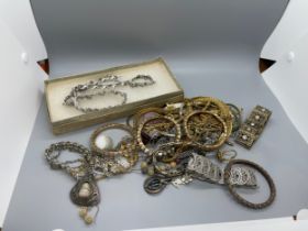 Large selection of assorted silver and costume jewellery