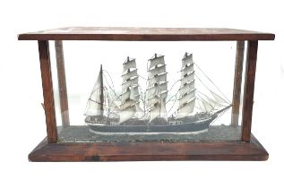 Cased antique diorama model ship in a case