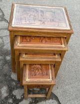 Oriental carved nest of 4 tables