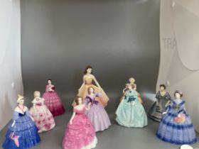 Selection of miniature Coalport lady figures includes Jessica, Natalie etc
