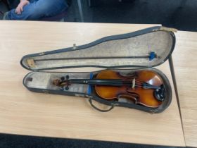 Cased Anton Schaefer violin with bow