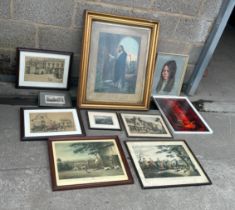 Selection of framed prints/pictures largest measures approx